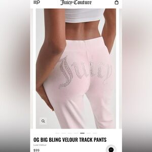Juicy Couture Size S Light Pink Lounge Pants (Has some stones missing as pic)